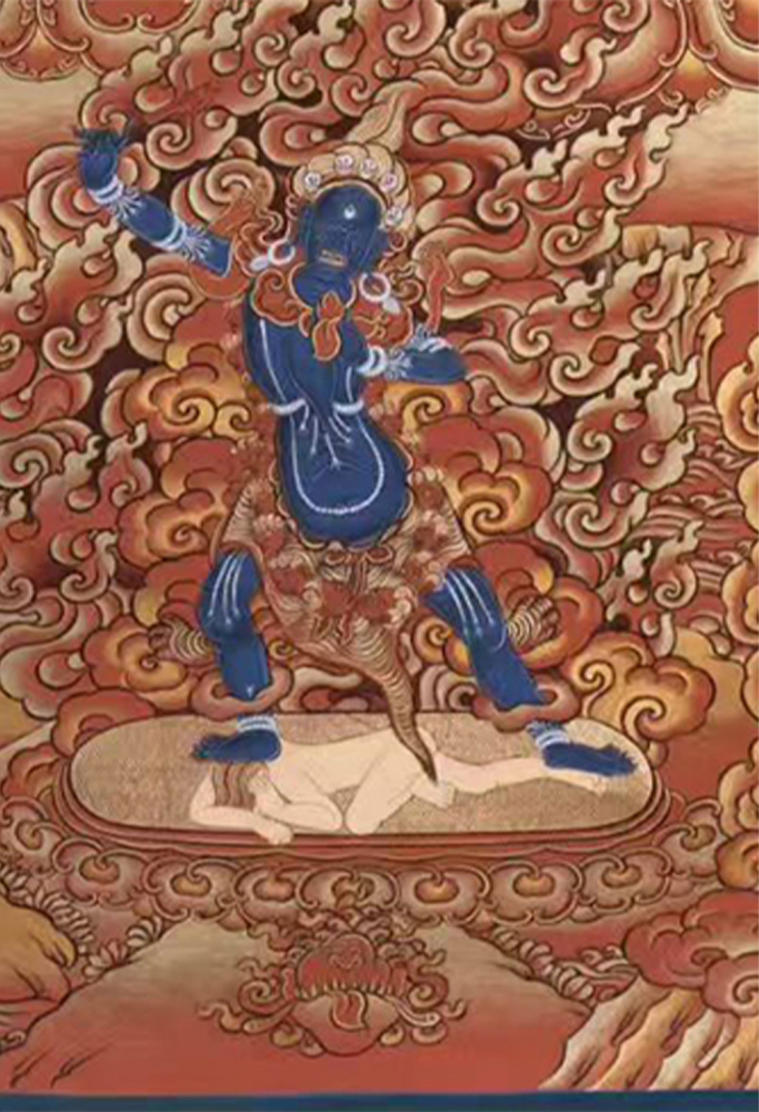 Red-Gold Thangka of Hayagriva | Horse-Headed Vajrapani