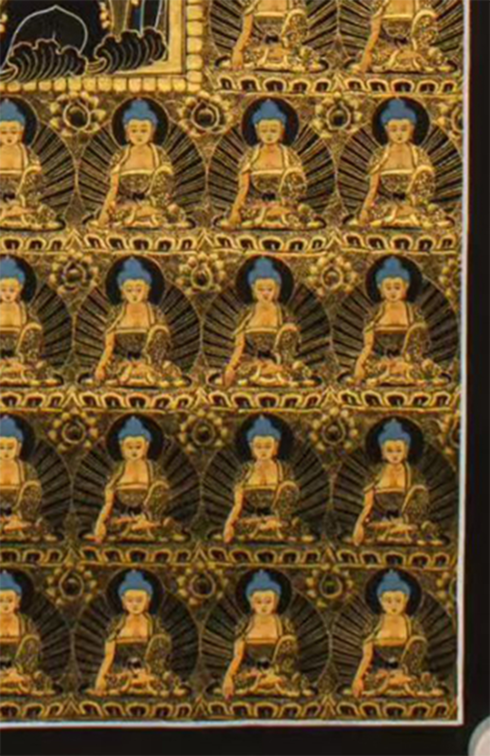 A Thousand Shakyamuni Buddha Thangka | Traditional Tibetan 24K Gold Buddhist Art