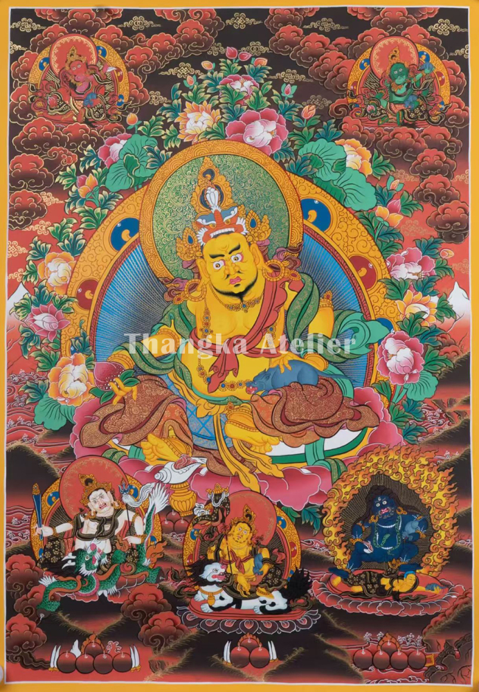 Namtoshe with Five Dzambhalas | Buddhist Wealth Deities