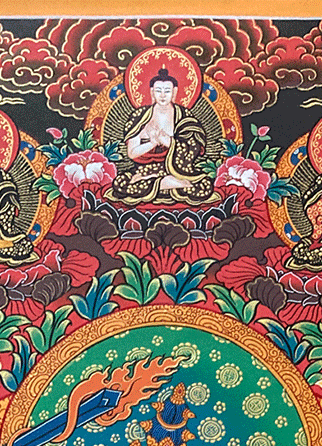 Hand-Painted Thangka of Manjushri Bodhisattva