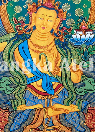 Hand-Painted Thangka of Manjushri Bodhisattva
