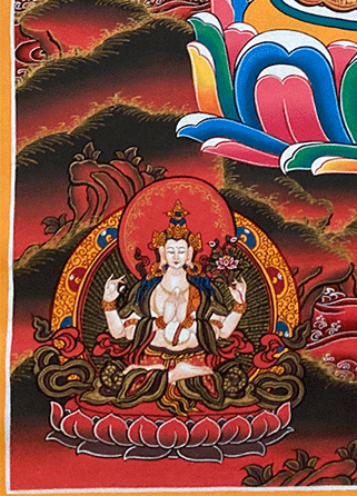Hand-Painted Thangka of Manjushri Bodhisattva