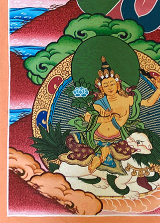 Hand-Painted Thangka of Manjushri Bodhisattva | Symbol of Great Wisdom