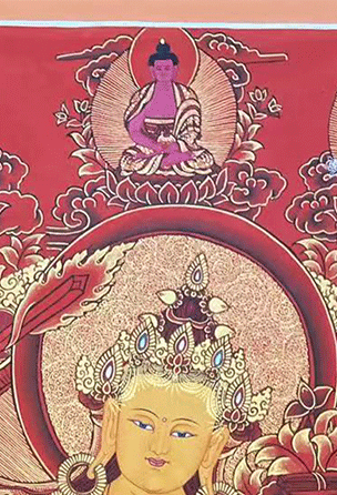 Manjushri | Hand-painted Thangka | Red Thangka | Representing Great Wisdom