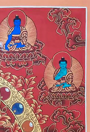 Manjushri | Hand-painted Thangka | Red Thangka | Representing Great Wisdom