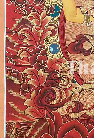 Manjushri | Hand-painted Thangka | Red Thangka | Representing Great Wisdom