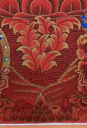 Manjushri | Hand-painted Thangka | Red Thangka | Representing Great Wisdom