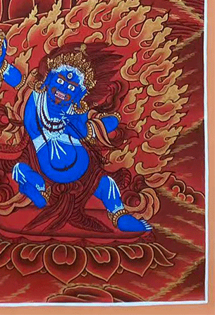 Manjushri | Hand-painted Thangka | Red Thangka | Representing Great Wisdom