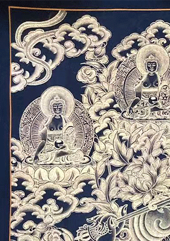 Hand-painted thangka of Manjushri Bodhisattva | Golden Thangka | Great Wisdom and Compassion