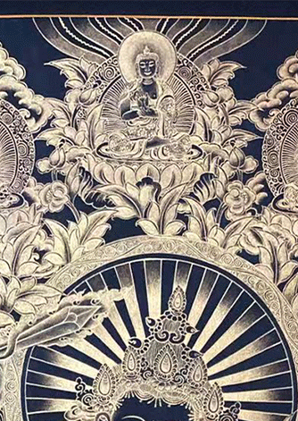 Hand-painted thangka of Manjushri Bodhisattva | Golden Thangka | Great Wisdom and Compassion