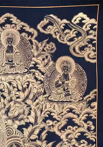 Hand-painted thangka of Manjushri Bodhisattva | Golden Thangka | Great Wisdom and Compassion