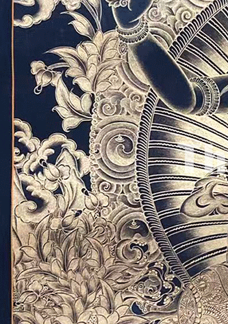 Hand-painted thangka of Manjushri Bodhisattva | Golden Thangka | Great Wisdom and Compassion