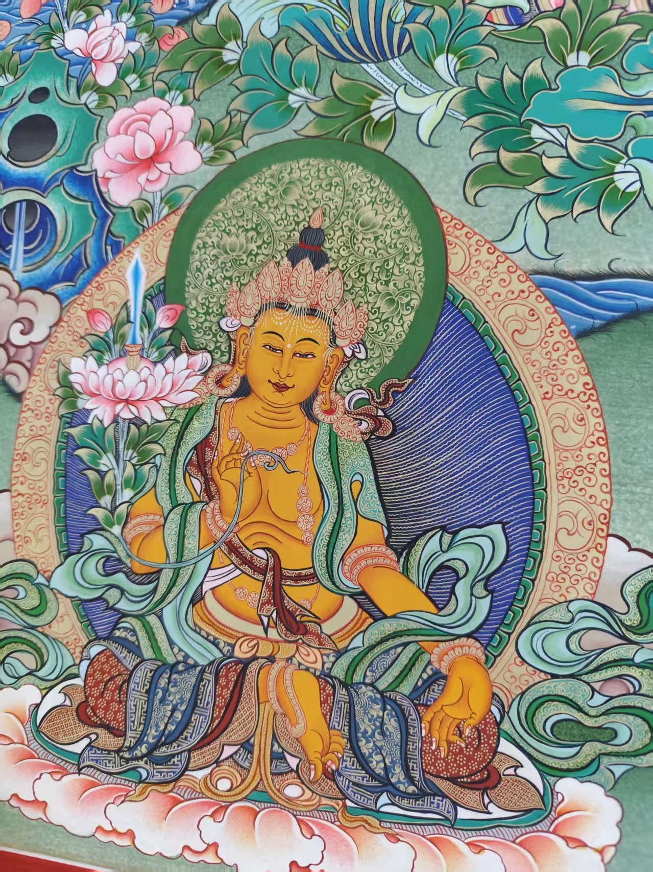 Green Tara Thangka | from Rebkong, China | Color Thangka | The Deity of Swift Deliverance