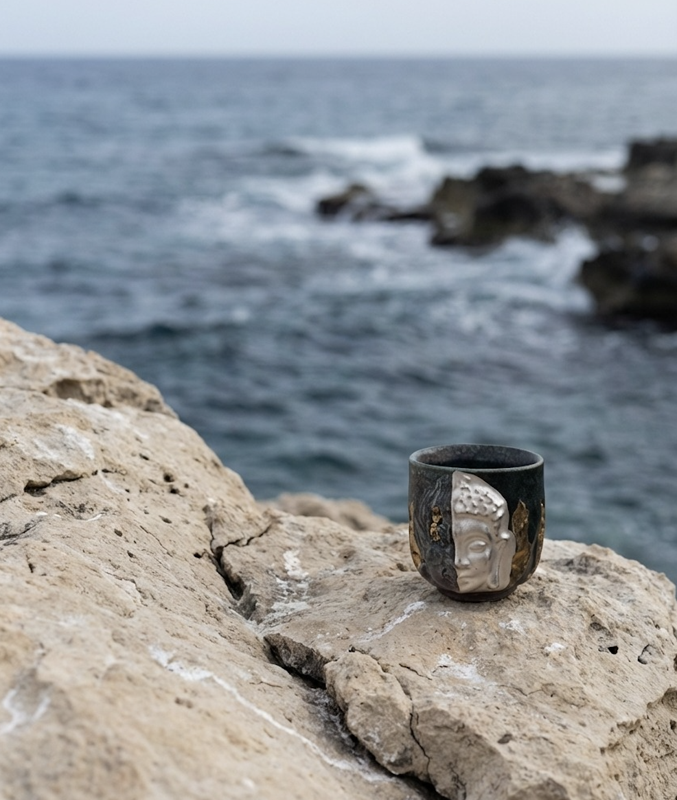 Outdoor tea cups and handmade ceramics arranged in a calm natural setting, inspiring a mindful tea ritual outside. Perfect for viewers seeking ceramics inspo and peaceful daily habits that connect tea time with the rhythm of nature and the seasons.