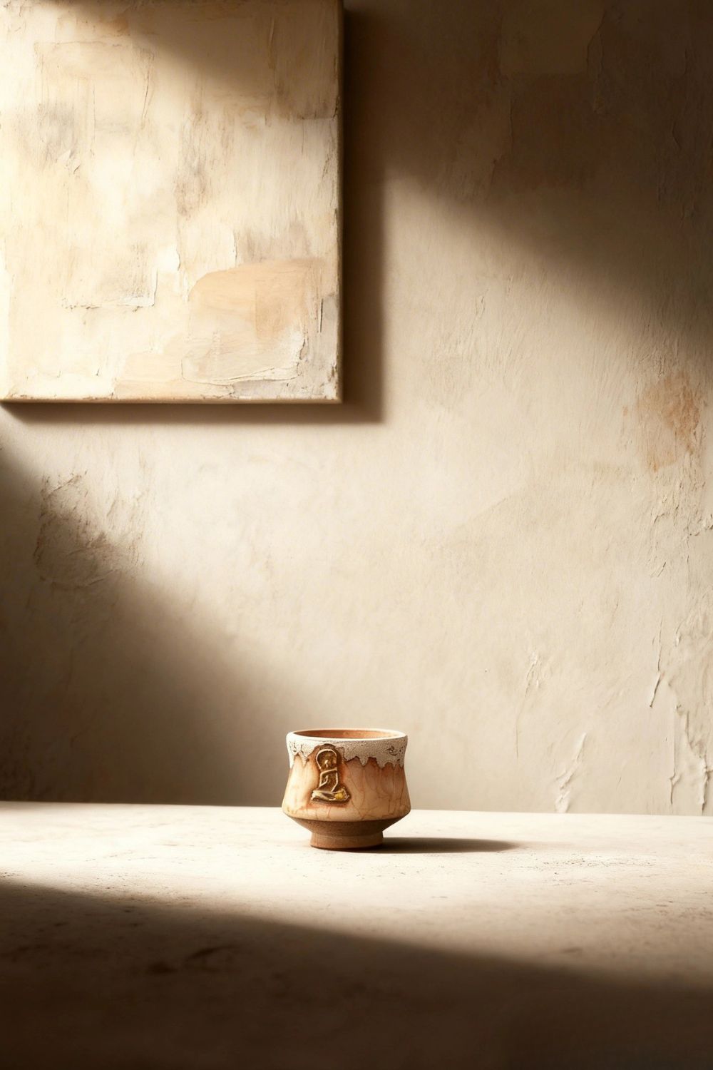 A serene handmade tea cup styled in timeless zen decor, with soft neutral tones and natural textures that add warmth and calm to a cozy home. Ideal for anyone seeking zen styling ideas and meaningful handmade accents that feel better with age.
