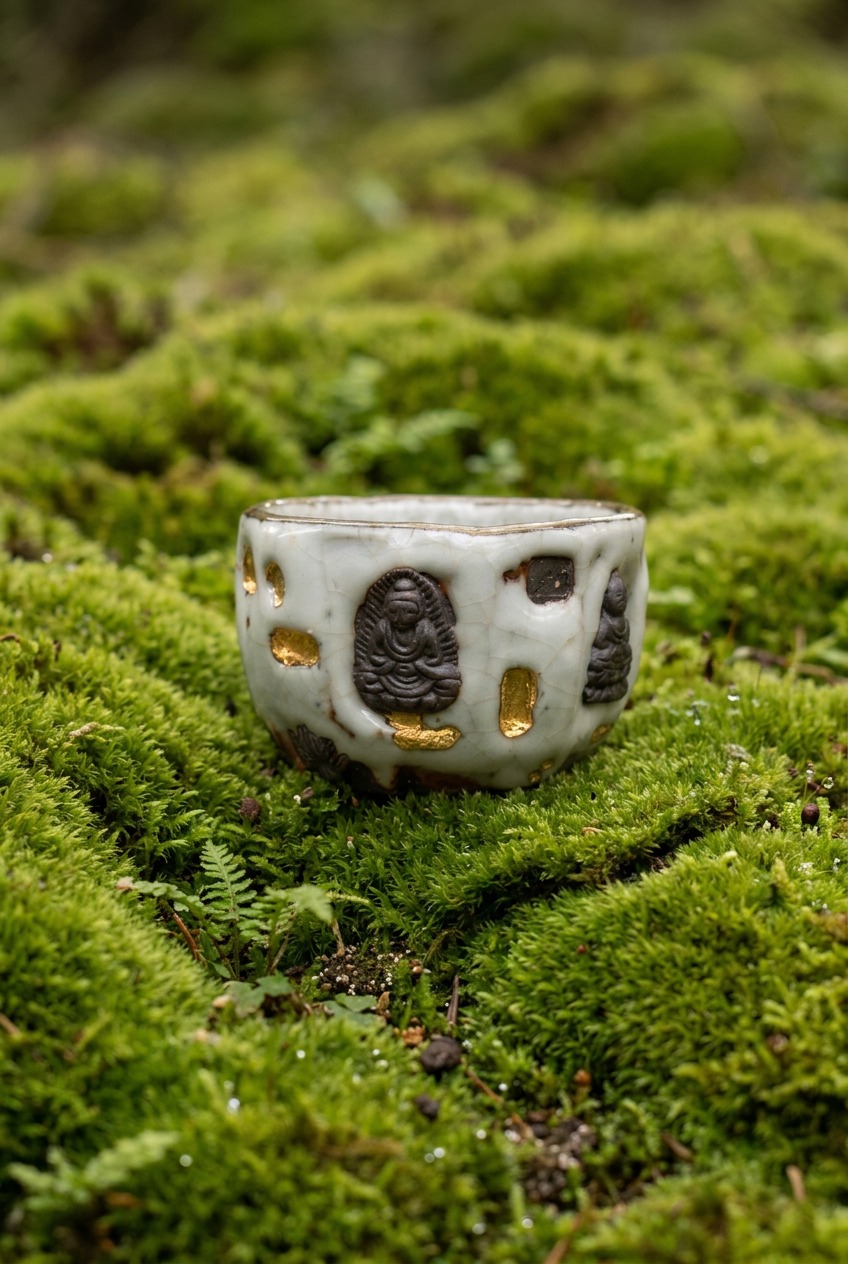 Elegant tea cup with Buddhist-inspired motifs highlighted as part of home decor and object design. The pin helps viewers explore how sacred imagery appears in ceramics, textiles, and interior styling for a serene, curated look.