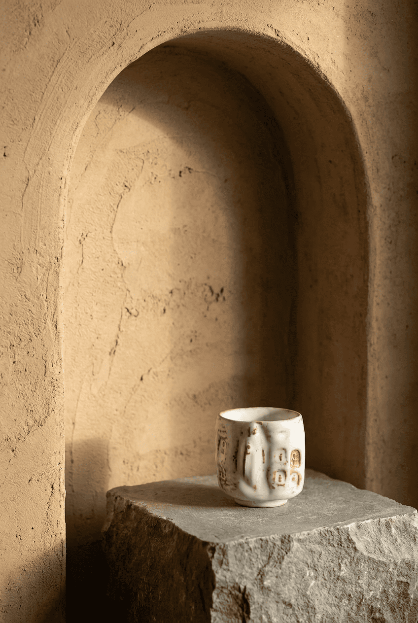 Elegant wellness pin with a handmade pottery cup, moonlit colors, and ritual-inspired styling. Encourages viewers to elevate evening practice with Moon Water rituals and learn why a thoughtfully chosen vessel can make the experience feel more grounding and intentional.