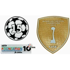1 ucl 15 & uefa foundation 10 years badge & 2024 intercontinental champions badge 
