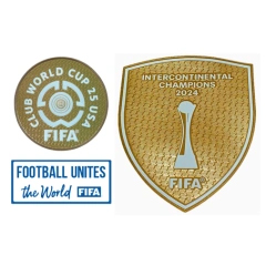 6 club world cup 25 usa badge & football unites the world (white) badge & 2024 intercontinental champions badge