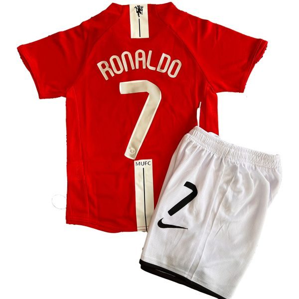 Manchester United 07-08 Home Retro Kids Kits Champions League Version Jerseys