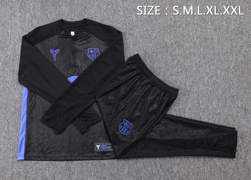 2025/2026 Barcelona Half-Pull Training Suit Black joint edition Jersey Set 01