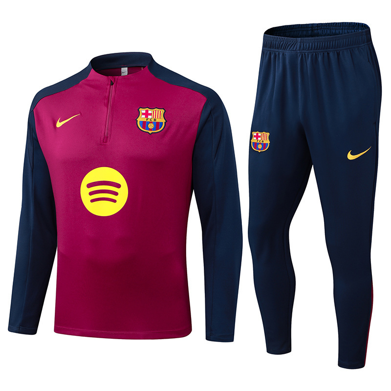 2025/2026 Barcelona Half-Pull Training Suit Rose Red Jersey 1:1 Thai Quality Set