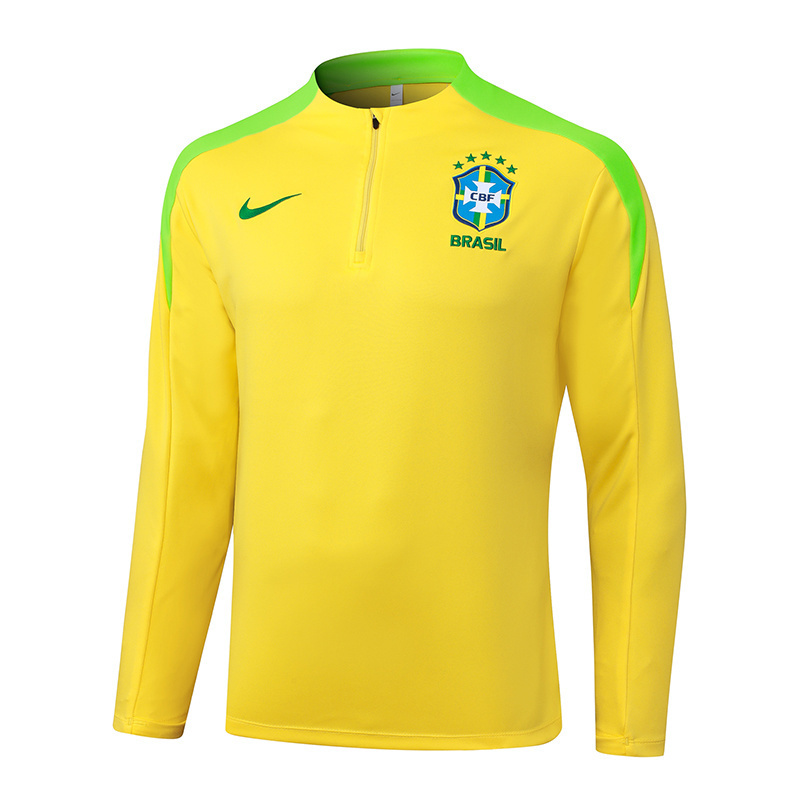 2025/2026 Brazil Half-Pull Training Suit Yellow Jersey Set