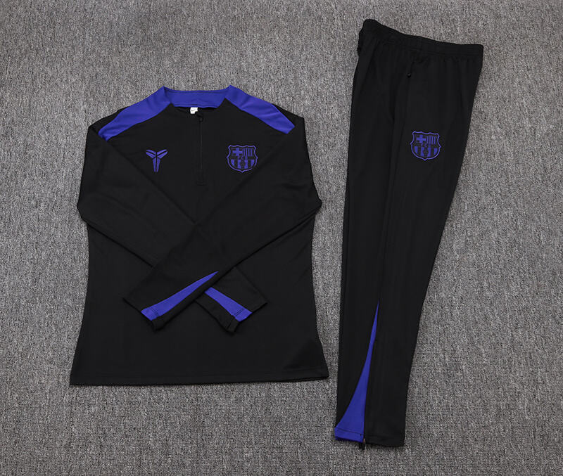 2025/2026 Barcelona Half-Pull Training Suit Black joint edition Jersey Set