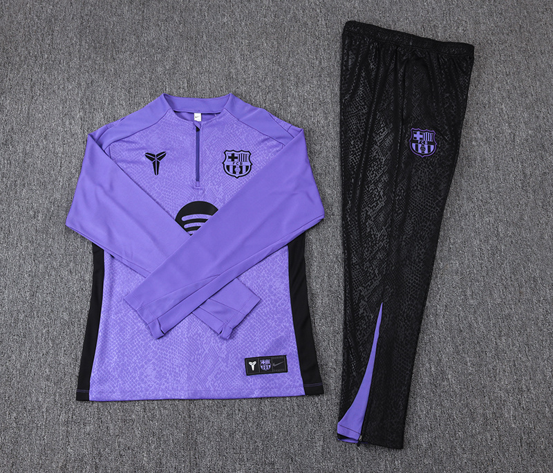 2025/2026 Barcelona Half-Pull Training Suit Purple joint edition Jersey Set
