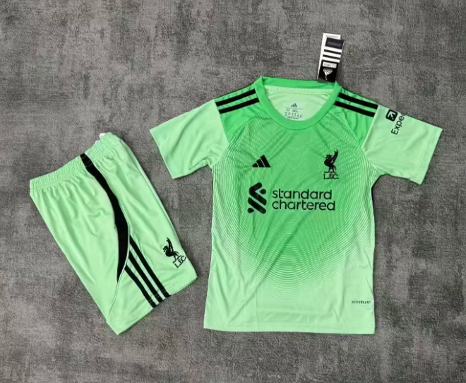 2025/2026 Liverpool Goalkeeper Green Football Jersey 1:1 Thai Quality Kids Size