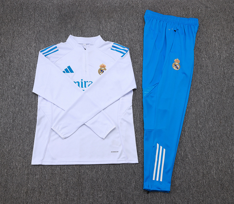 2025-2026 Real Madrid White Half-Pull Training Suit Football Shirt 1:1 Thai Quality Set 01