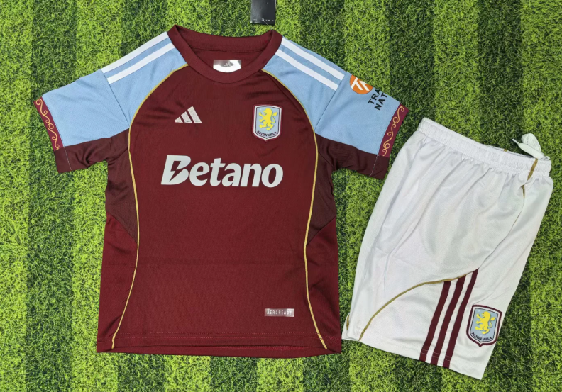 2025/2026 Aston Villa Home Football Jersey Shirt 1:1 Thai Quality Kids Size