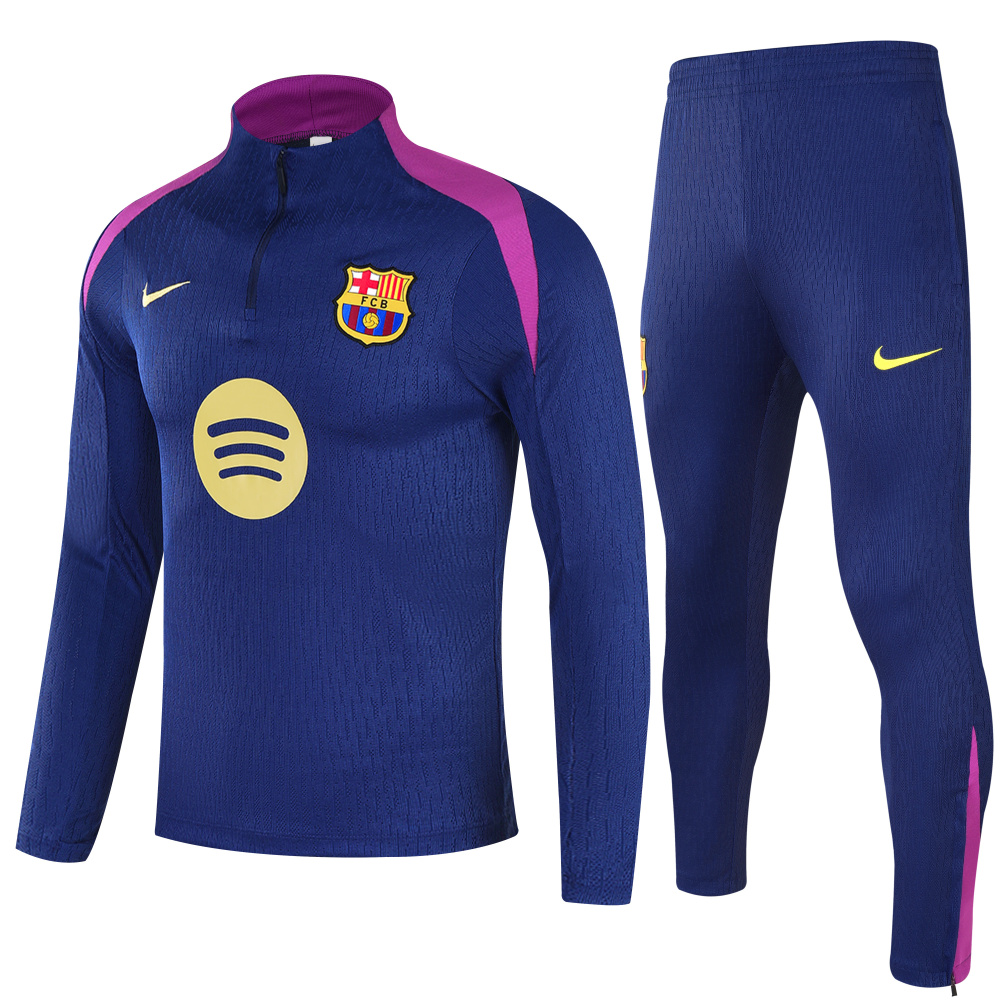 2025/2026 Barcelona Half-Pull Training Suit Royal Blue Jersey 1:1 Thai Quality Set 02