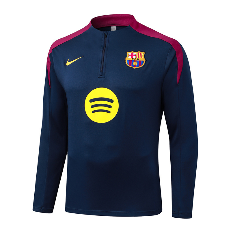 2025/2026 Barcelona Half-Pull Training Suit Royal Blue Jersey 1:1 Thai Quality Set 01