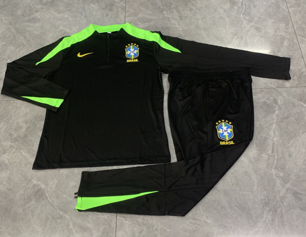 2025/2026 Brazil Half-Pull Training Suit Black Jersey Set