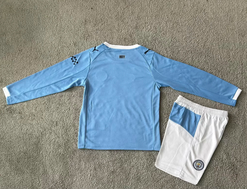 2025/2026 Long Sleeve Manchester City Home 01 Football Jersey 1:1 Thai quality Kids Size