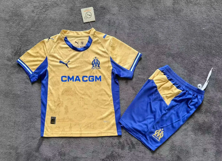 2025/2026 Olympique de Marseille Fourth Away Football Shirt 1:1 Thai Quality Kids Size