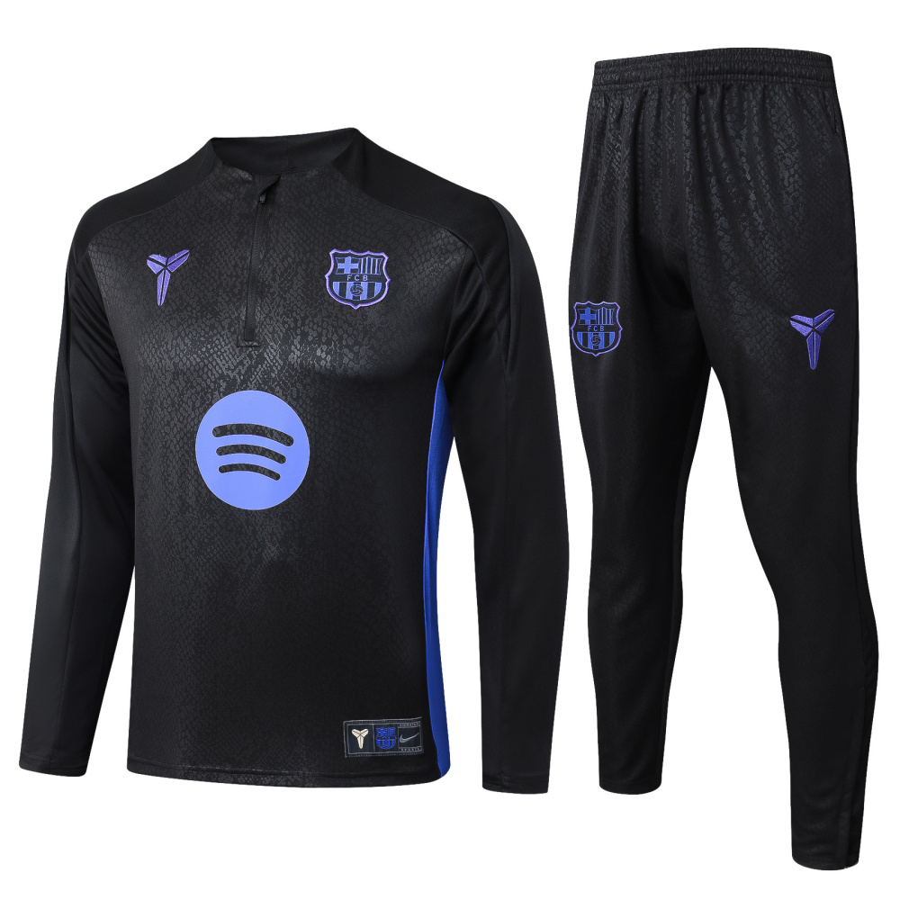 2025/2026 Barcelona Half-Pull Training Suit Black joint edition Jersey Set 01
