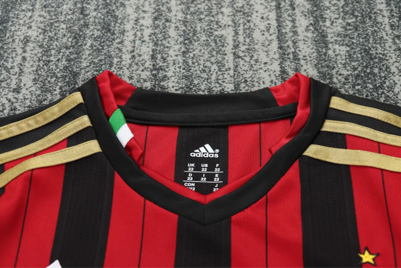2013-2014 Retro Long Sleeve AC Milan Home Football Shirt 1:1 Thai Quality Kids Size