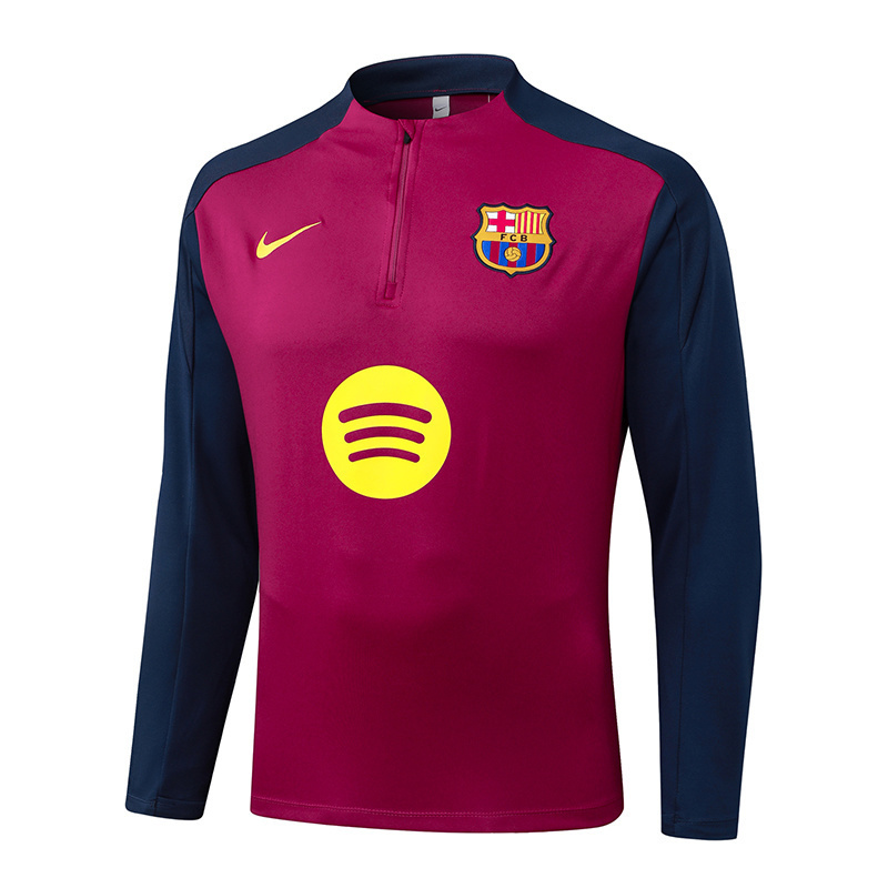 2025/2026 Barcelona Half-Pull Training Suit Rose Red Jersey 1:1 Thai Quality Set