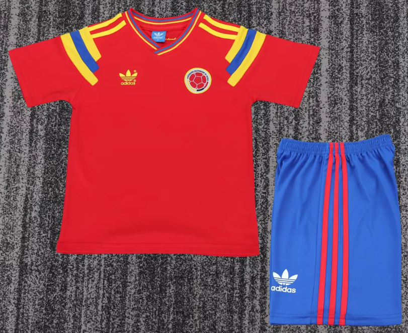 1990 Retro Colombia National Away Football Shirt 1:1 Thai Quality Kids Size