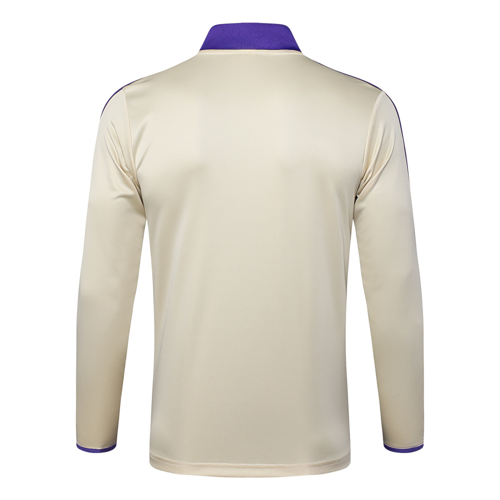 2025/2026 Real Madrid Apricot Retro Edition Half-Pull Training Suit Football Shirt 1:1 Thai Quality Set