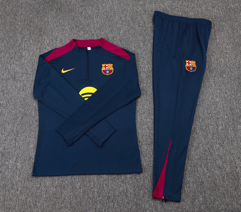 2025/2026 Barcelona Half-Pull Training Suit Royal Blue Jersey 1:1 Thai Quality Set 01
