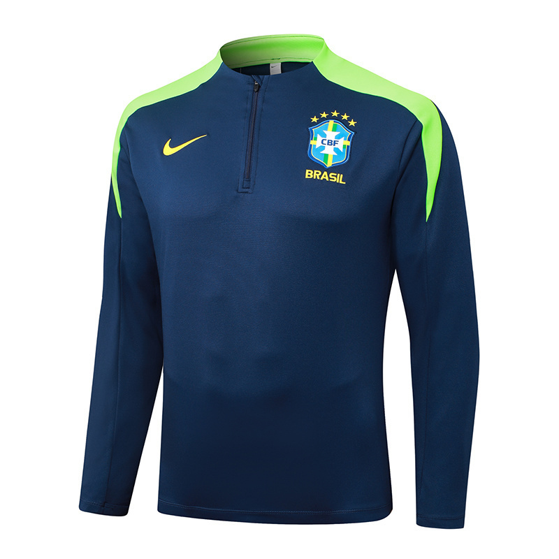 2025/2026 Brazil Half-Pull Training Suit Royal Blue Jersey Set