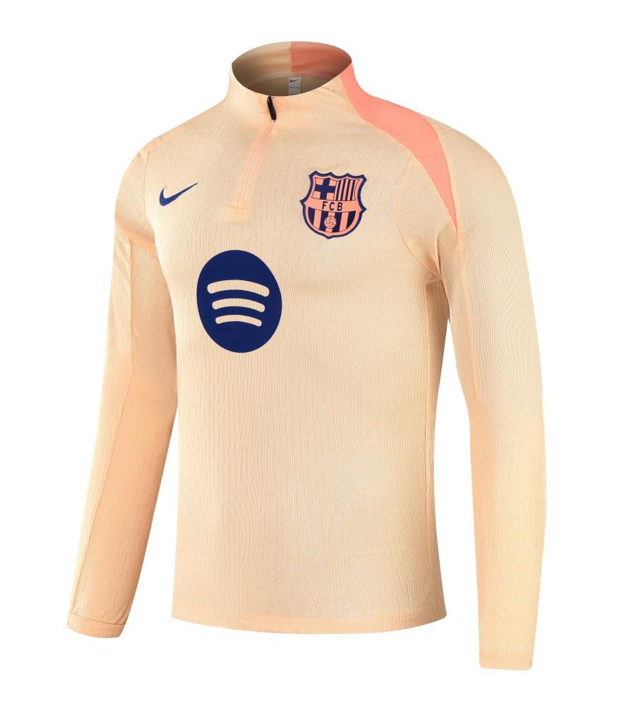 2025/2026 Barcelona beige Half-Pull Training Suit Jersey Set