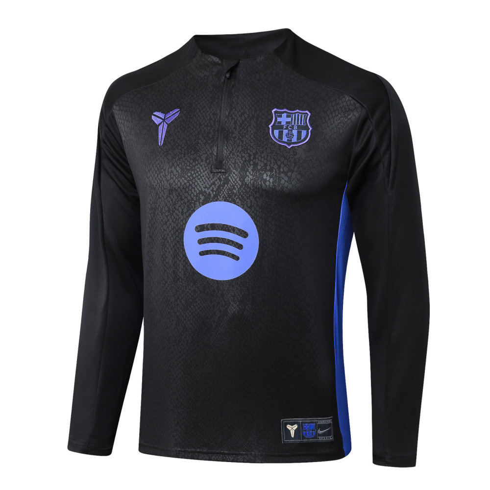 2025/2026 Barcelona Half-Pull Training Suit Black joint edition Jersey Set 01