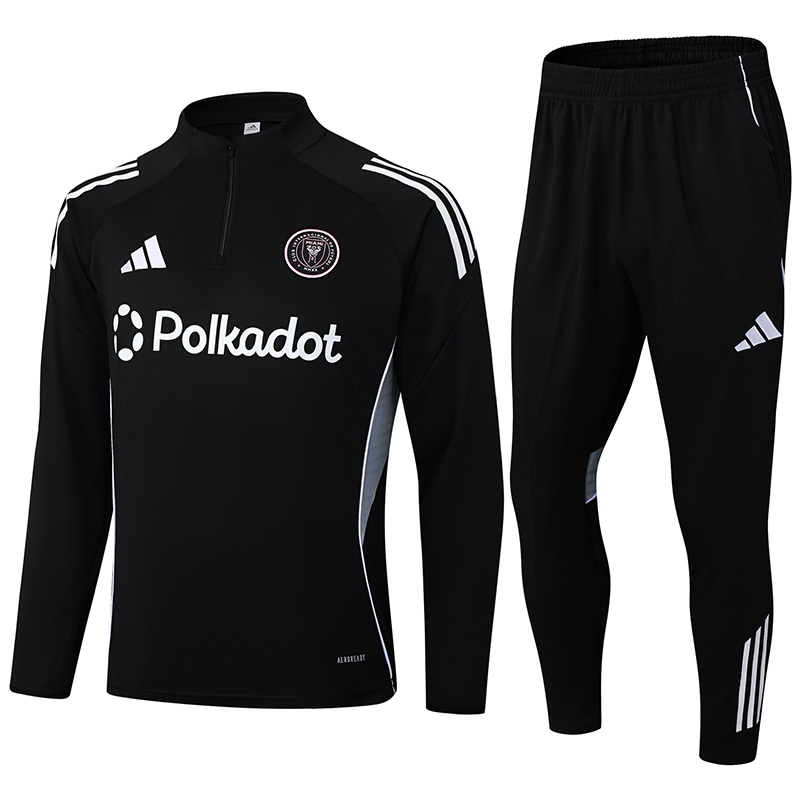 2025/2026 Inter Miami Half-Pull Training Suit Black Football Shirt 1:1 Thai Quality Set