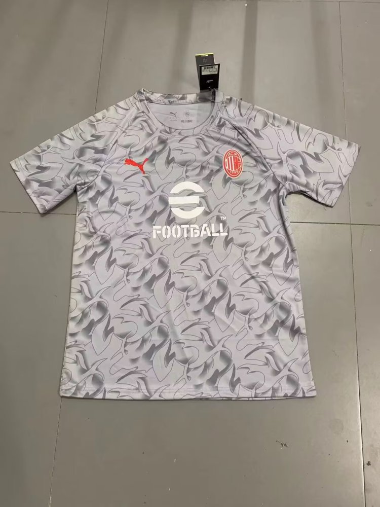 2025/2026 AC Milan Pre-match Training Uniforms Grey Football Jersey 1:1 Thai Quality