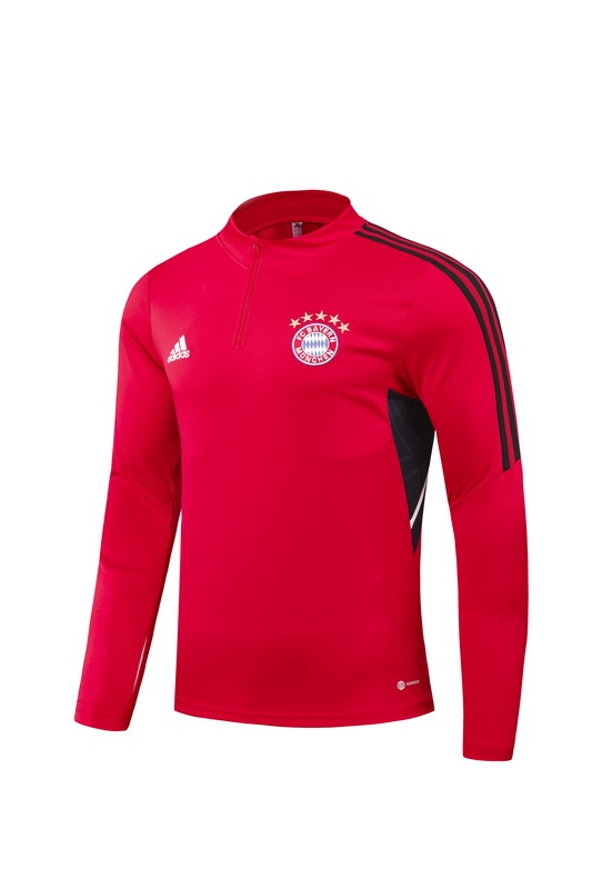 2022/2023 Bayern Half-Pull Training Suit Red Black Jersey Set 1:1 Thai Quality
