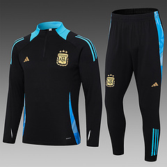 2024-2025 Argentina Half-Pull Training Suit Black Jersey Set